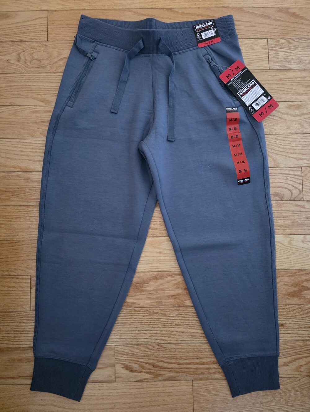 Kirkland Signature Blue Jogger Sweatpants With Zipper Pockets, Medium